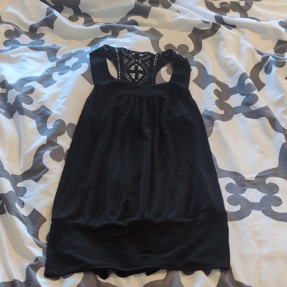B.Wear Black Lace Detail Top